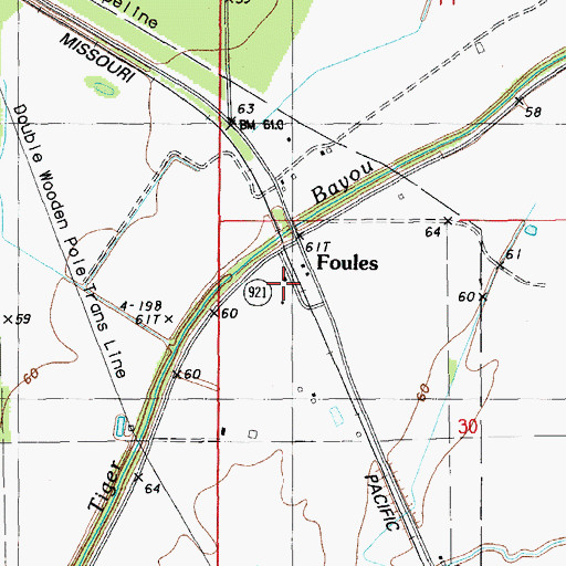 Topographic Map of Foules, LA