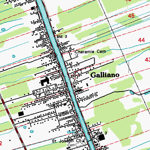 Topographic Map of Galliano, LA