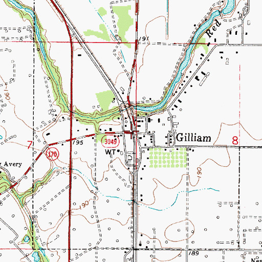 Topographic Map of Gilliam, LA