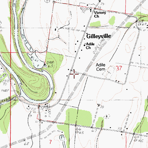 Topographic Map of Gilleyville, LA