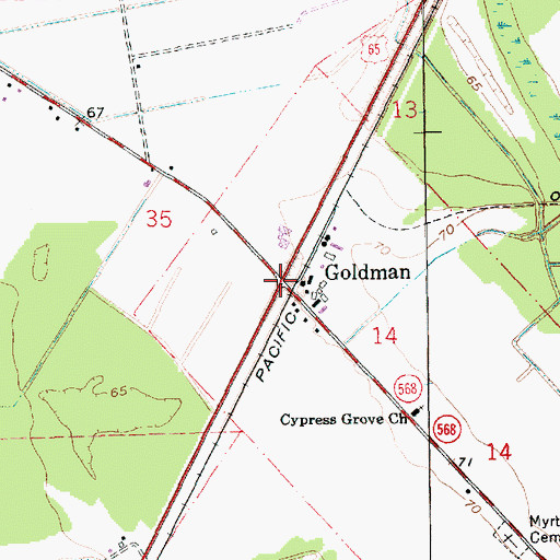 Topographic Map of Goldman, LA