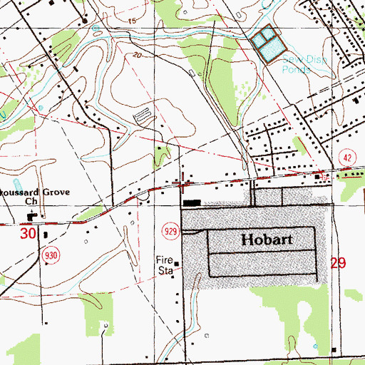 Topographic Map of Hobart, LA