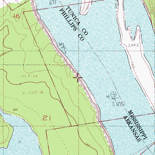 Topographic Map of Saint Francis Revet, AR