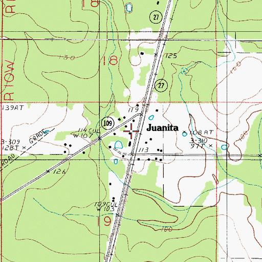 Topographic Map of Juanita, LA