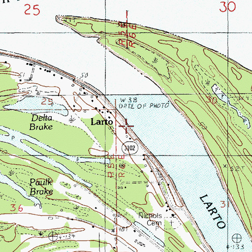 Topographic Map of Larto, LA