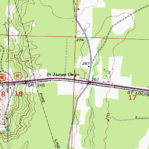 Topographic Map of Saint James Church, AR