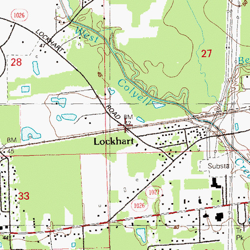 Topographic Map of Lockhart, LA