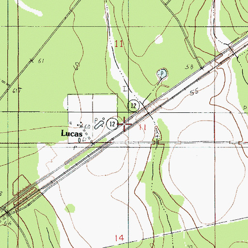Topographic Map of Lucas, LA
