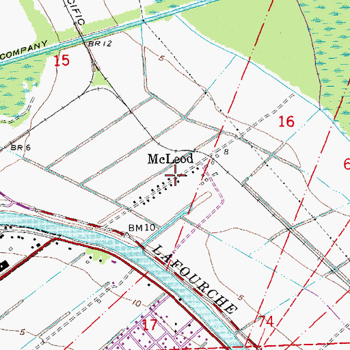 Topographic Map of McLeod, LA