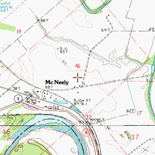 Topographic Map of McNeely, LA