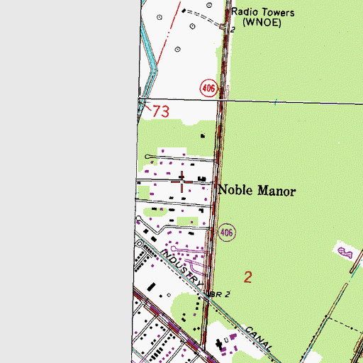 Topographic Map of Noble Manor, LA