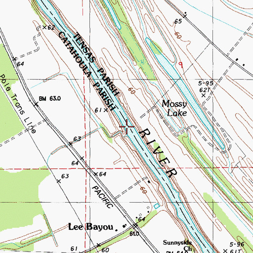 Topographic Map of OK Landing, LA