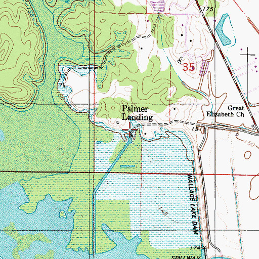 Topographic Map of Palmer Landing, LA