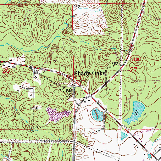 Topographic Map of Shady Oaks, LA