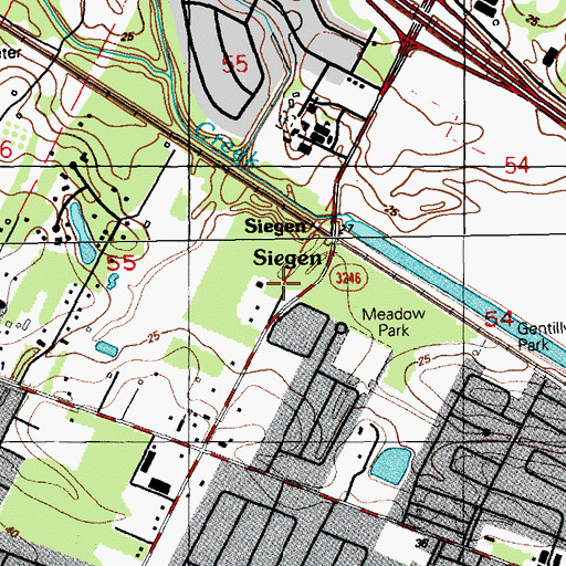Topographic Map of Siegen, LA