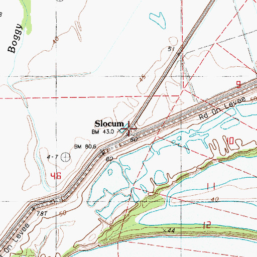 Topographic Map of Slocum, LA