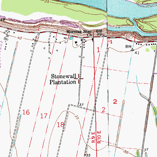 Topographic Map of Stonewell Plantation, LA