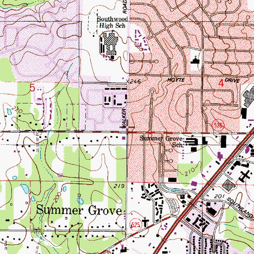 Topographic Map of Summer Grove, LA