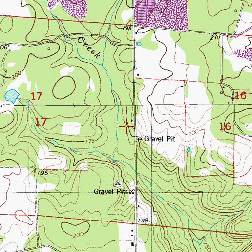 Topographic Map of Saint Lena School, AR