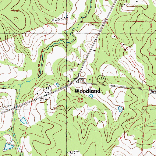 Topographic Map of Woodland, LA