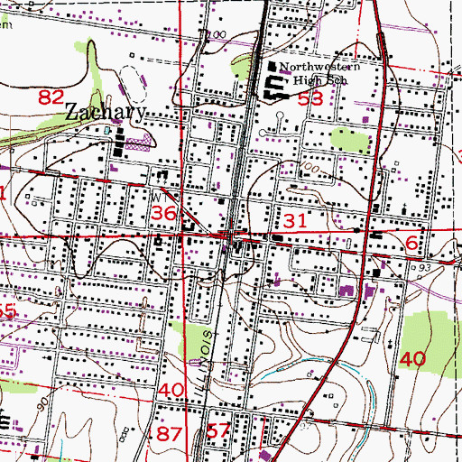 Topographic Map of Zachary, LA