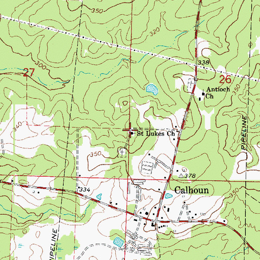 Topographic Map of Saint Lukes Church, AR