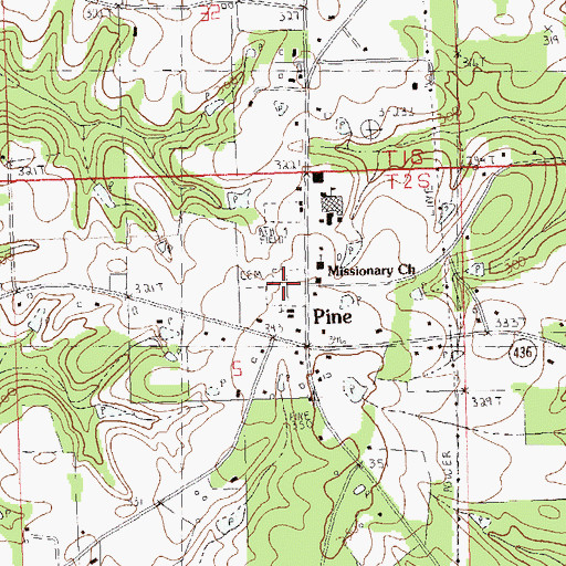 Topographic Map of Pine Cemetery, LA