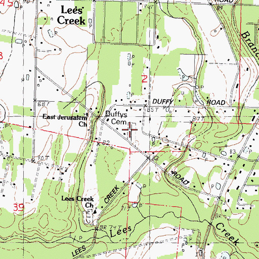 Topographic Map of Duffys Cemetery, LA