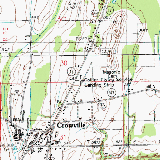 Topographic Map of Collier Flying Service Landing Strip, LA