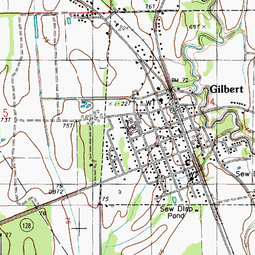 Topographic Map of Gilbert Junior High School, LA