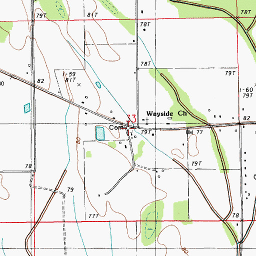 Topographic Map of Wayside Cemetery, LA