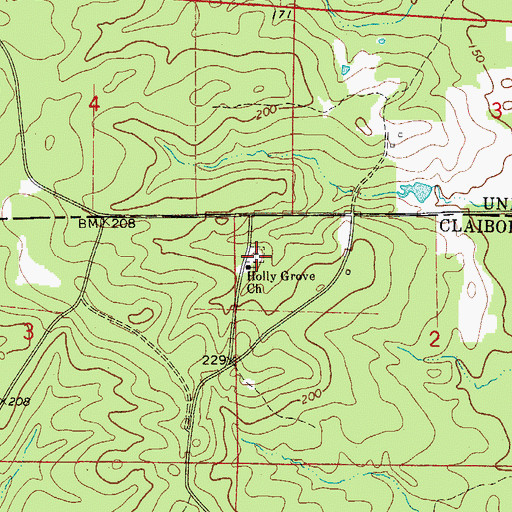 Topographic Map of Holly Grove Cemetery, LA