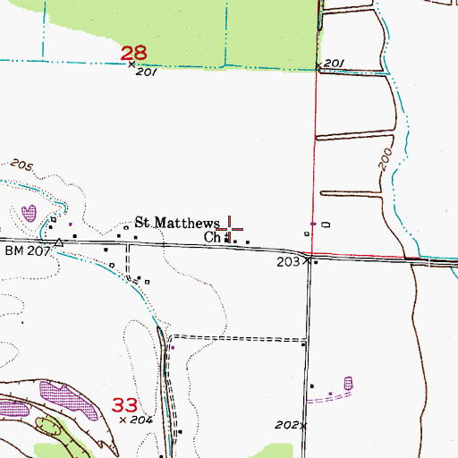 Topographic Map of Saint Matthews Church, AR