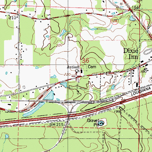 Topographic Map of Dyers Store (historical), LA