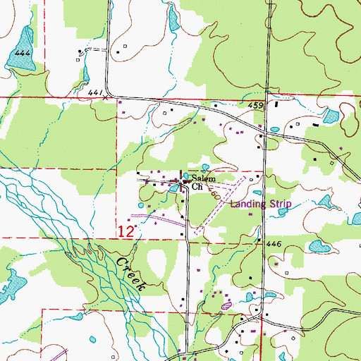 Topographic Map of Salem Church, AR