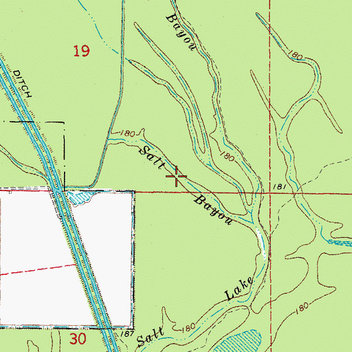 Topographic Map of Salt Bayou, AR