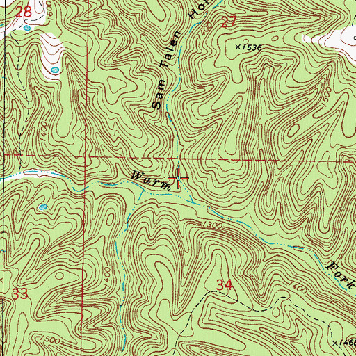Topographic Map of Sam Talen Hollow, AR