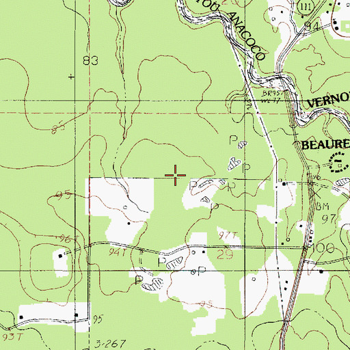 Topographic Map of Bayou Anacoco Gas Field, LA