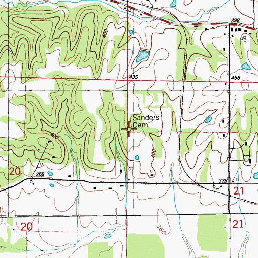 Topographic Map of Sanders Cemetery, AR