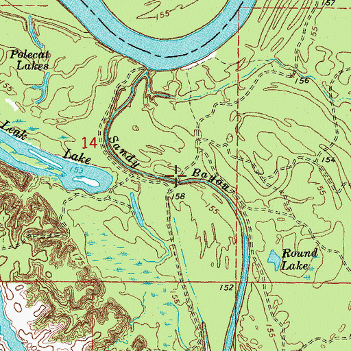 Topographic Map of Sandy Bayou, AR