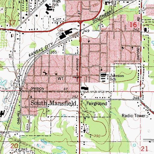 Topographic Map of Mansfield United Pentecostal Church, LA