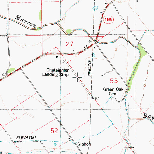 Topographic Map of Chataignier Landing Strip, LA