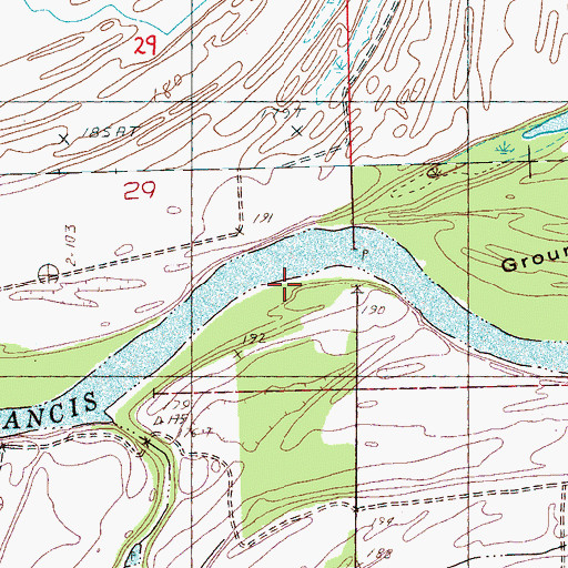 Topographic Map of Sandy Bayou Bend, AR