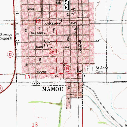 Topographic Map of Mamou Church of Christ, LA