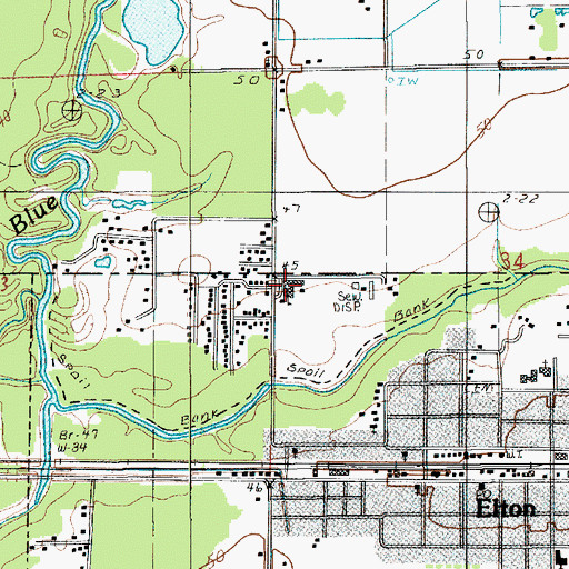 Topographic Map of Elton Elementary School, LA