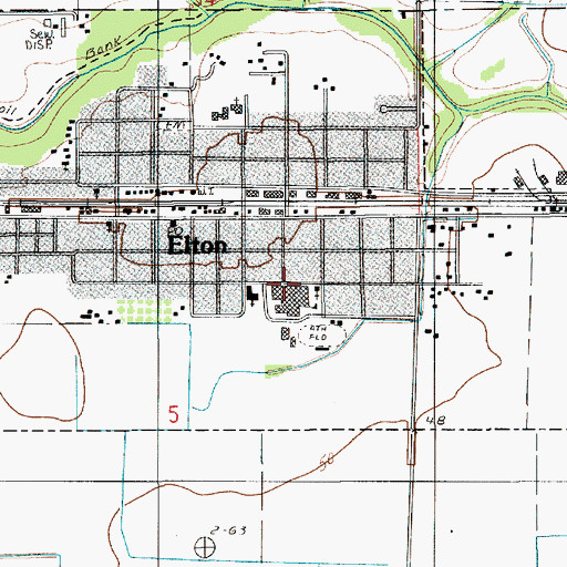 Topographic Map of Elton High School, LA