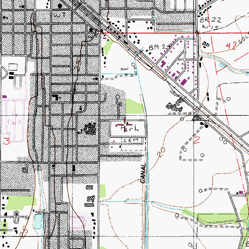 Topographic Map of Peters Street Playground, LA