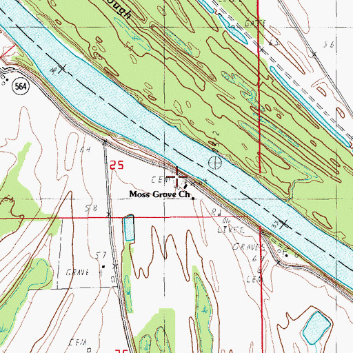 Topographic Map of Moss Grove Cemetery, LA