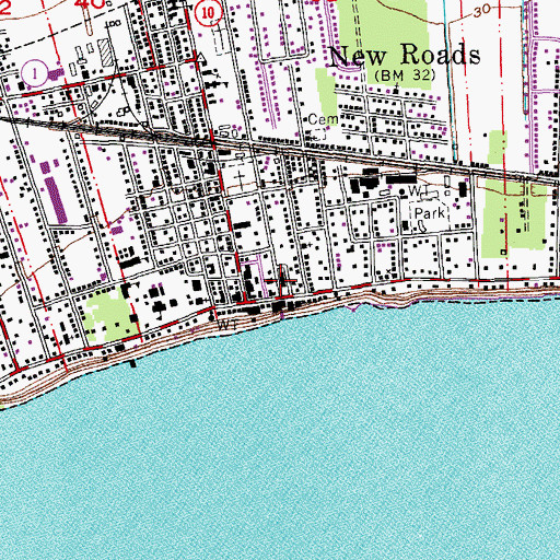 Topographic Map of Pointe Coupee Parish Courthouse, LA