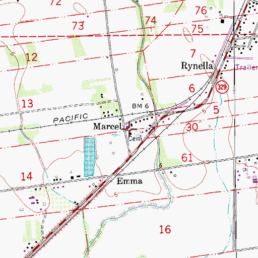 Topographic Map of Saint Marcellus Catholic Church, LA